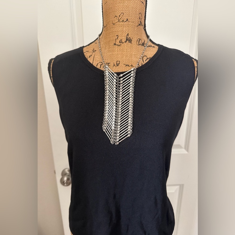 Silvertone Metal Stunning Statement Necklace. Mul… - image 1